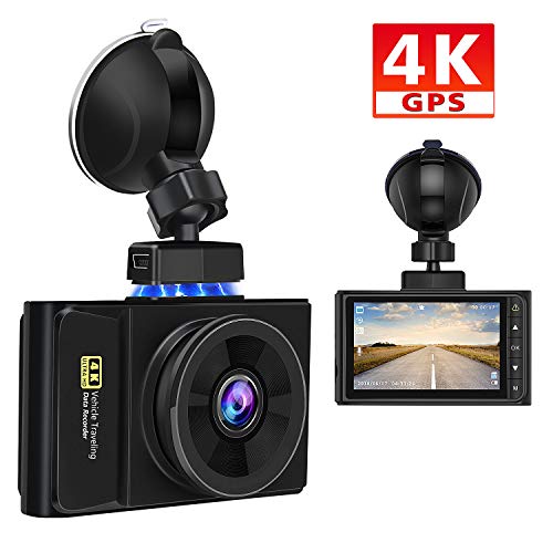 AWESAFE 4K GPS Cámara de Coche Dashcam con Full HD 170 Ángulo, Cámara para Coche con Soporte Magnético con G-Sensor, Detección de Movimiento, Grabación en Bucle y Visión Nocturna
