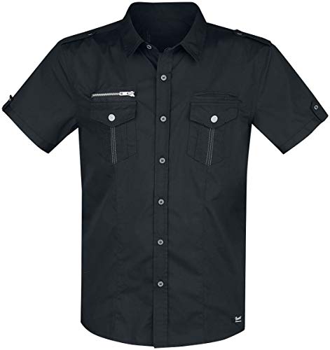 Brandit Rockstar T/C Hombre Camisa Manga Corta Negro M, 65% poliéster, 35% algodón, Regular