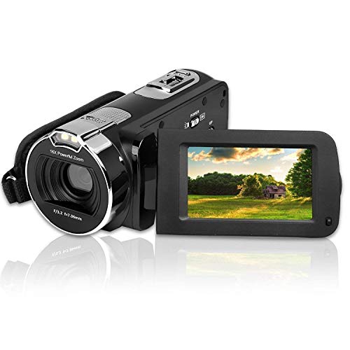 Camara de Video, PowerLead Cámara de Video Digital, Videocámara Digital DE 24 MP, Cámara con Zoom 16X, Pantalla LCD DE 3.0 Pulgadas, Negro