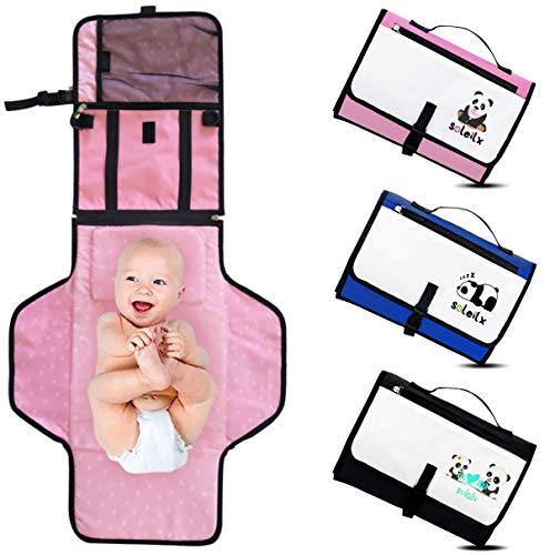 Cambiador portátil plegable con diseño de panda Bolso cambiador de viaje colchón cambiador pañal bolso cambiador de bebé accesorios set de regalo para recién nacidos, kit de regalo para niño o niña