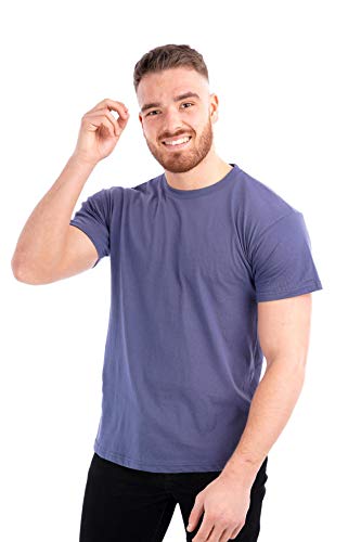 Camiseta de manga corta para hombre, cuello redondo, estilo casual Azul azul vaquero X-Large