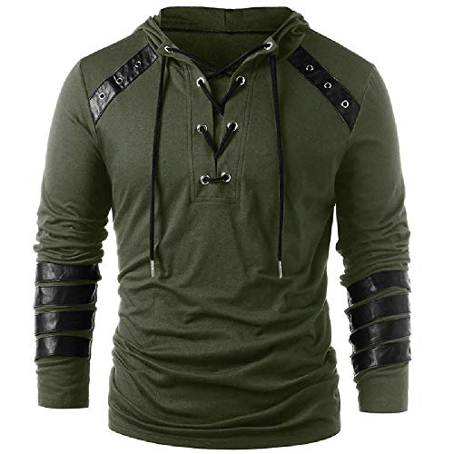 Camiseta de manga larga con capucha para hombre Verde verde (Military Green) M