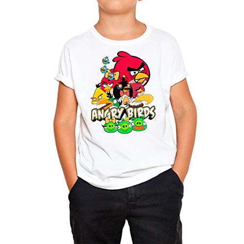 Camiseta Niño Videojuego Angry Birds (Blanco, 7 años)