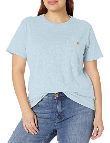 Carhartt K87 Workwear Pocket Short Sleeve T-Shirt (Regular and Plus Sizes) Camisa de utilidades de Trabajo, Suave Azul Moteado, XL para Mujer