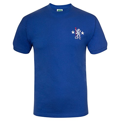 Chelsea FC - Camiseta Primera equipación - para Hombre - Producto Oficial Estilo Retro - Temporada 1972/1976 - Azul 72 - S