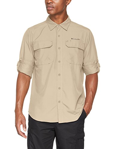 Columbia Camisa de Excursionismo de Manga Larga para Hombre, Silver Ridge II Long Sleeve Shirt, Beige (Fossil), M