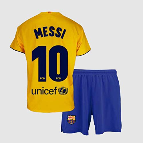 Conjunto Camiseta y pantalón 2ª equipación FC. Barcelona 2019-20 - Replica Oficial con Licencia - Dorsal 10 Messi - Niño Talla 8