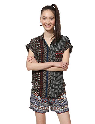 Desigual Shirt Short Sleeve Azhar Woman Brown Camisa, marrón (Chocolate 6009), S para Mujer