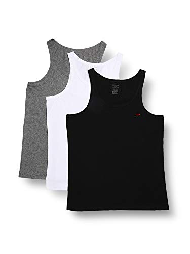 Diesel UMTK-JOHNNYTHREEPACK, Camiseta sin Mangas para Hombre, Multicolor (Dark Grey Mélange/Black/Bright White E3843/0wavc), M, Pack de 3