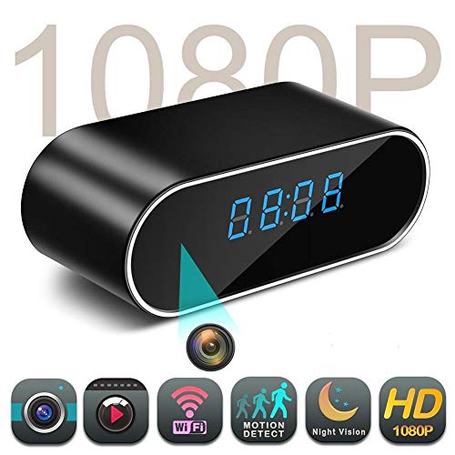 FiveSky 1080P HD Reloj Despertador WiFi Red Espía Cámara Mini DV Videocámara Portátil Grabador de Vídeo Soporte Android iPhone App Vista Remota