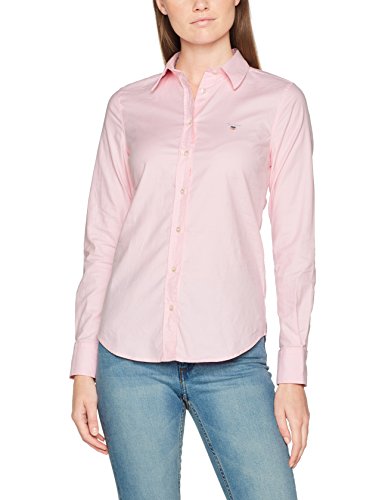 GANT Stretch Oxford-Solid Shirt Blusa, Rosa (Light Pink 662), 40 (Talla del Fabricante: 38) para Mujer