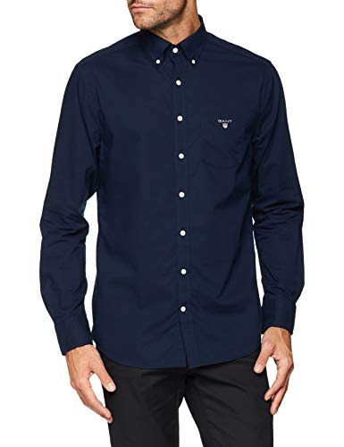 GANT The Broadcloth Reg BD Camisa, Azul (Marine 410), Medium para Hombre