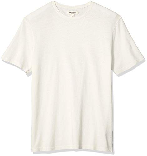Goodthreads - Camiseta de algodón de lino con cuello redondo para hombre, Blanco, US XS (EU XS)