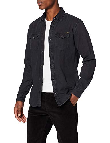 Jack & Jones Jjesheridan Shirt L/s Camisa Vaquera, Negro (Black Denim Fit:Slim), Medium para Hombre