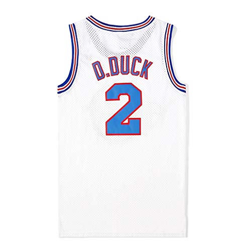 Jóvenes sin mangas for hombre del jersey # 2 Pato Lucas Tune escuadra de la película Space Jam clásico Edición conmemorativa de Baloncesto Aficionado de la vendimia Tops ( Color : White , Size : XL )