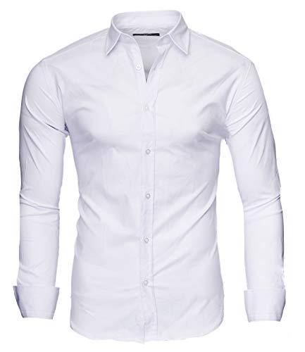 Kayhan Uni Hombre Camisa Slim fit, White (S)