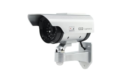 König SEC-DUMMYCAM35 - Cámara fictícia falsa para exteriores con carcasa para exterior y LEDs IR, color plateado König SEC-DUMMYCAM35 - Cámara fictícia falsa para exteriores con carcasa para exterior y LEDs IR, color plateado