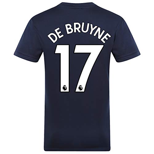 Manchester City FC - Camiseta Oficial para Entrenamiento - para Hombre - Poliéster - Azul Marino/Franja Cielo - De Bruyne 17 - XXL