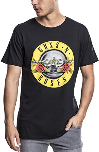 MERCHCODE Guns N Roses Classic Logo – Camiseta para Hombre, Color Negro, Cuello Redondo, tamaño XS a 3 x l, Hombre, Guns n' Roses Logo tee, Negro, Small