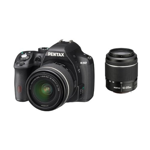 Pentax K50+18-55+50-200WR - Kit de cámara réflex Digital con Objetivo DAL 18-55mm + 50-200 mm WR, Negro