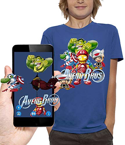 PIXEL EVOLUTION Camiseta 3D Avengers Bros en Realidad Aumentada Niño - tamaño 7/8 años - Royal Blue