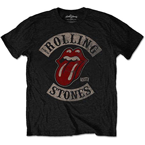 Rolling Stones Tour 78 Mens Blk TS Camiseta, Negro (Black), Small para Hombre