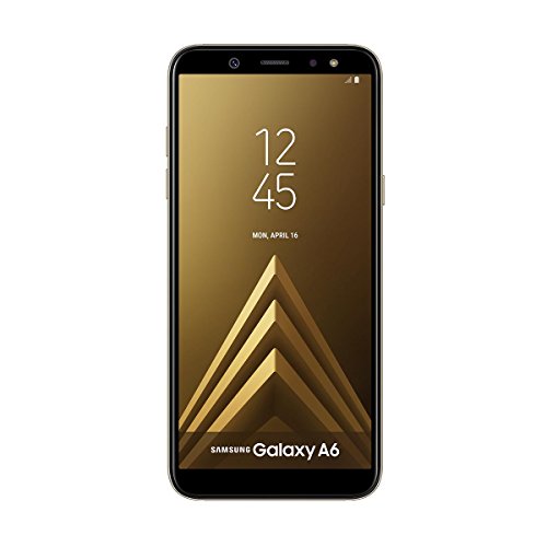 Samsung Galaxy A6 - Smartphone libre Android 8,0 (5,6 HD+), Dual SIM, Cámara Trasera 16MP + Flash y Frontal 16MP + Flash, Oro, 32 GB 5.6" - Versión española Samsung Galaxy A6 - Smartphone libre Android 8,0 (5,6 HD+), Dual SIM, Cámara Trasera 16MP + Flash y Frontal 16MP + Flash, Oro, 32 GB 5.6" - Versión española