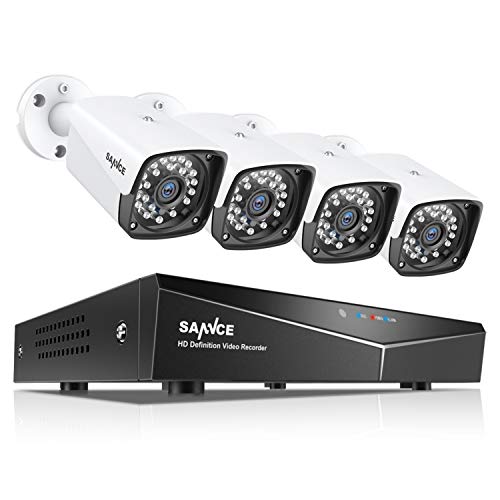 SANNCE Kit de Seguridad CCTV 4CH 1080P NVR sin Disco Duro y 4 Cámaras Sistema de Vigilancia 1080P Visión Nocturna IP66 Impermeable IR-Cut 36 Leds - sin HDD