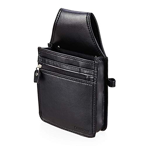 SWISSONA Bolso de Camarero Profesional en óptica de Piel, Negro | Monedero de Camarero, Cartera de Camarero para gastronomía