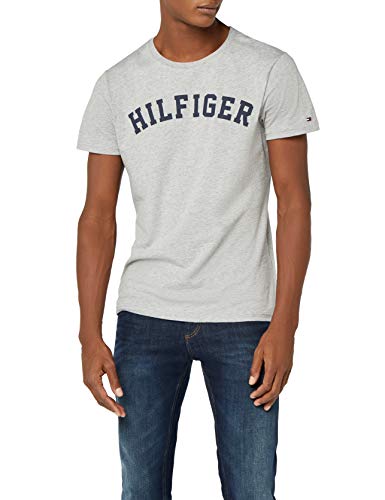 Tommy Hilfiger Logo Camiseta de Cuello Redondo,Perfecta para El Tiempo Libre, Gris (Grey Heather), M para Hombre
