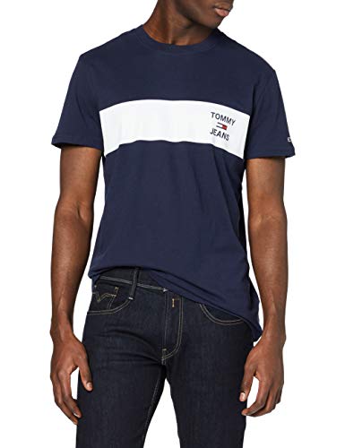 Tommy Hilfiger TJM Chest Stripe Logo tee Camiseta Deporte, Azul (Twilight Navy C87), XX-Large para Hombre