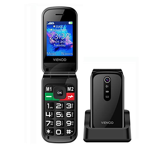 VIENOD VF241 Teléfono Móvil para Mayores con Tapa, Pantalla de 2,4 Pulgadas, Fácil de Usar Móviles para Ancianos con Teclas Grandes, Botón SOS