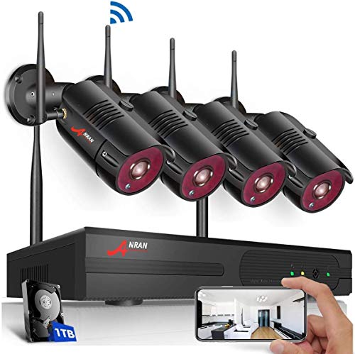 【2020 Nuevo】 Kit Videovigilancia IP WiFi Inalámbrica 1080P 4CH NVR Sistema de Vigilancia WiFi 4 Cámaras de Seguridad con 1TB HDD Sistema CCTV, Visión Nocturna, Acceso Remoto, SWINWAY