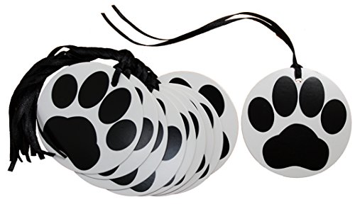50 x etiquetas de regalo de huellas y lazo de atar – negro color blanco cachorro perro gato amante regalo etiquetas