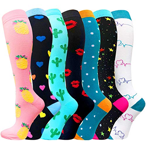ACTINPUT 7 Pares Calcetines de compresión para Mujeres y Hombres 20-25 mmHg es el Mejor atlético, Correr,Escalar Montaña,Vuelo, Viajes, Enfermeras, Edema ACTINPUT 7 Pares Calcetines de compresión para Mujeres y Hombres 20-25 mmHg es el Mejor atlético, Correr,Escalar Montaña,Vuelo, Viajes, Enfermeras, Edema