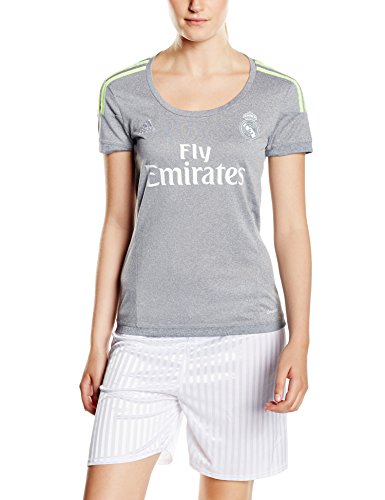 adidas Real Madrid Camiseta Segunda equipación, Mujer, Gris/Lima, M