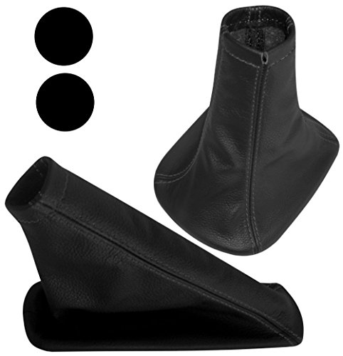 AERZETIX: Funda para palanca de cambios y freno de mano 100% PIEL GENUINA negro con costuras negro