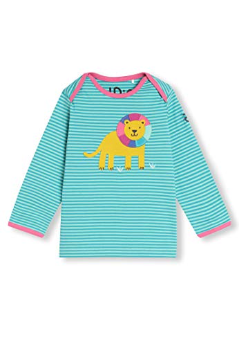 Algodón orgánico - Bebé Niña Niños pequeños - Camiseta de Manga Larga - Niñita Niñito (0-4 Años) (6M (3-6 Meses), Leon Turquesa)