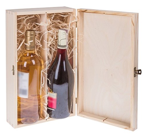 Amazinggirl Cajas de Madera para vinos - Estuches Vino Caja Madera Regalo con Tapa Pintar decoupage para Dos Botellas
