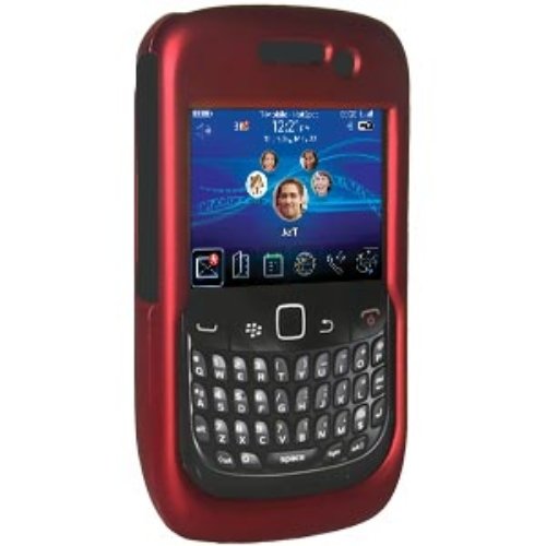 Amzer Snap On caja de cristal duro para el BlackBerry Curve 8520 Gemini - goma roja