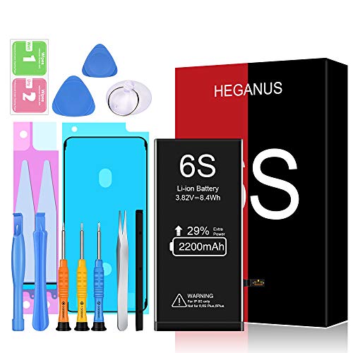 Batería para iPhone 6s 2200mAH Reemplazo de Alta Capacidad, Heganus Batería con 29% más de Capacidad Que la batería Original y con Kits de Herramientas de reparación (2 años de garantía)