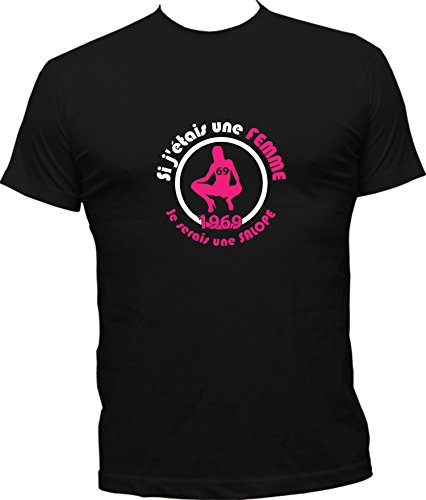 Boutique KKO Camiseta humorístico si j 'étais una Mujer je serais un salope Negro XX-Large