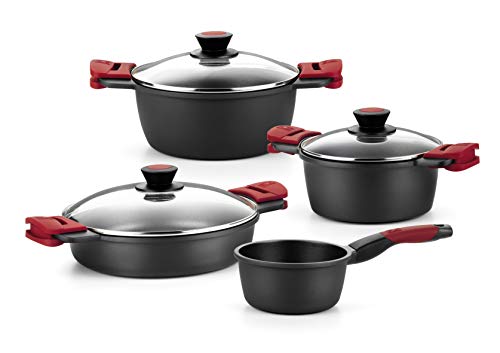 BRA Premiere - Batería 4 piezas de aluminio fundido con antiadherente, apta para todo tipo de cocinas Incluso inducción BRA Premiere - Batería 4 piezas de aluminio fundido con antiadherente, apta para todo tipo de cocinas Incluso inducción