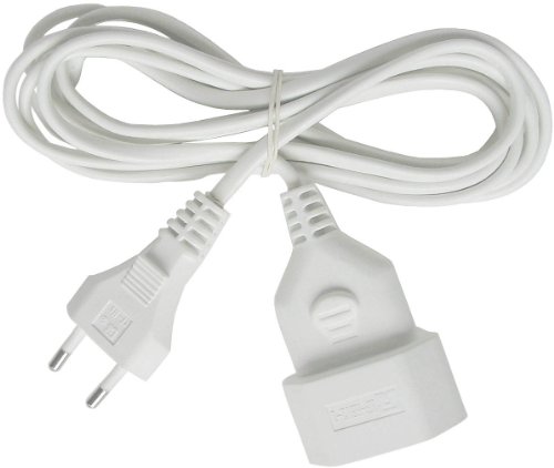 Brennenstuhl Cable alargador de corriente de enchufe plano tipo euro (enchufe europeo, para interiores, cable plano de 5 m) blanco