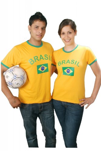 Brubaker - Camiseta de Brasil, color amarillo, talla S - XXXL amarillo L