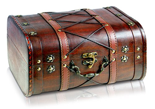 Brynnberg - Caja de Madera Cofre del Tesoro Pirata de Estilo Vintage, Hecha a Mano, Diseño Retro 32x26x20cm