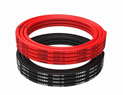 Cable de silicona de calibre 10, cable de alimentación de silicona resistente a altas temperaturas [3 m negro y 3 m rojo] 14AWG - 400 hilos de cobre para juguetes de RC RC Auto Battery Clamp Cable Ele