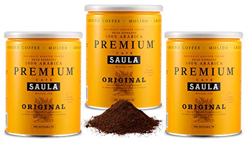 Café Saula, Pack 3 botes de 250 gr. Premium Original 100% arabica molido Café Saula, Pack 3 botes de 250 gr. Premium Original 100% arabica molido