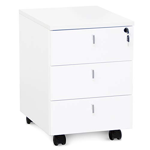 Cajonera Blanca de Oficina y Hogar Tres Cajones con Ruedas y Cerradura para Escritorios, Oficinas, Despacho, Escuelas Formación, Dormitorio, Baño,Cocina,Ropa (3 CAJONES, Madera_Blanca) Cajonera Blanca de Oficina y Hogar Tres Cajones con Ruedas y Cerradura para Escritorios, Oficinas, Despacho, Escuelas Formación, Dormitorio, Baño,Cocina,Ropa (3 CAJONES, Madera_Blanca)
