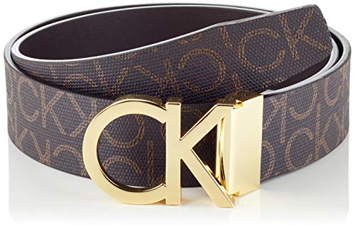 Calvin Klein CK Rev.Adj. New Mono Belt 3.5cm Cinturón, Marrón (Brown Monogram 0hd), 110 (Talla del fabricante: 95) para Hombre